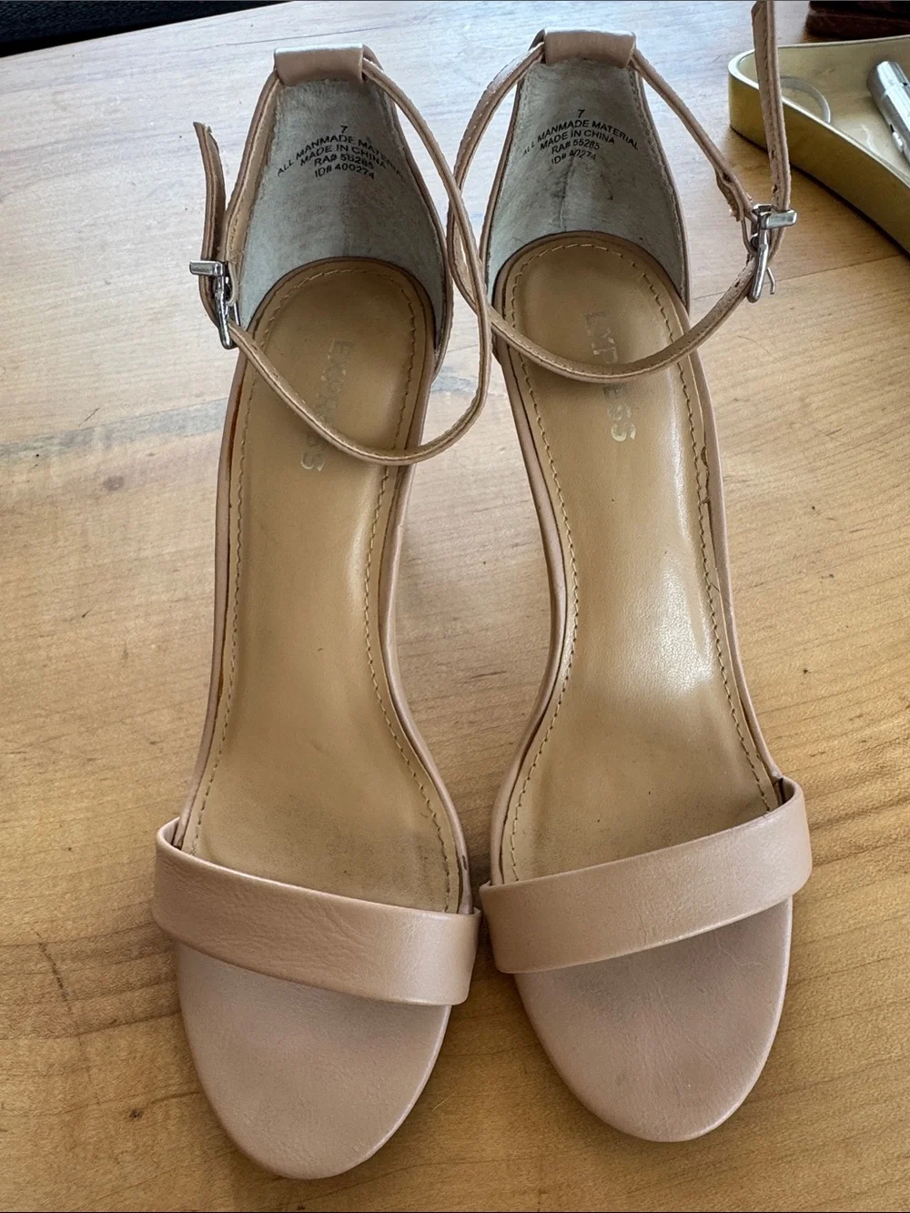 Express Nude Ankle-Strap High Heels Strappy Sandal Heels Size 7